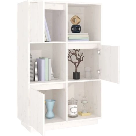 VIDAXL Buffet Blanc 74x35x117 Cm Bois Massif De Pin - Blanc 4 VIDAXL Buffet Blanc 74x35x117 Cm Bois Massif De Pin - Blanc – Image 4