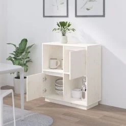 VIDAXL Buffet Blanc 74x35x80 Cm Bois Massif De Pin - Blanc 7 VIDAXL Buffet Blanc 74x35x80 Cm Bois Massif De Pin - Blanc -Buffet et enfilade Soldes 67702351 3