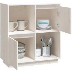 VIDAXL Buffet Blanc 74x35x80 Cm Bois Massif De Pin - Blanc 8 VIDAXL Buffet Blanc 74x35x80 Cm Bois Massif De Pin - Blanc -Buffet et enfilade Soldes 67702351 4