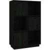 VIDAXL Buffet Noir 74x35x117 Cm Bois Massif De Pin - Noir