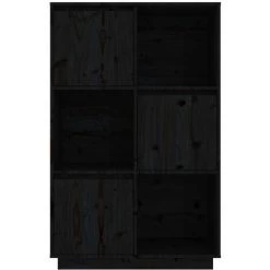 VIDAXL Buffet Noir 74x35x117 Cm Bois Massif De Pin - Noir -Buffet et enfilade Soldes 67702352 5
