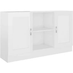 VIDAXL Buffet Blanc Brillant 120x30,5x70 Cm Aggloméré - Blanc