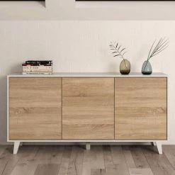 LÚZETE - BUFFET 3 PORTES ROSKILDE - Chêne/blanc Brillant -Buffet et enfilade Soldes 67871324 2