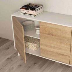 LÚZETE - BUFFET 3 PORTES ROSKILDE - Chêne/blanc Brillant -Buffet et enfilade Soldes 67871324 4