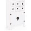 LES TENDANCES Bahut Bois MDF Blanc 2 Portes 6 Tiroirs Peno L 63 Cm