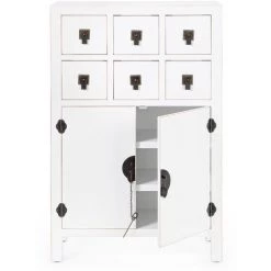 LES TENDANCES Bahut Bois MDF Blanc 2 Portes 6 Tiroirs Peno L 63 Cm -Buffet et enfilade Soldes 67890173 3