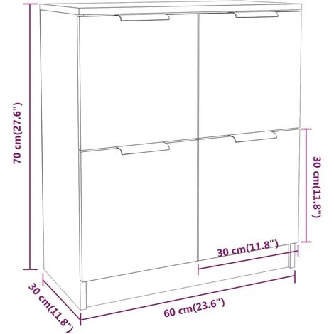 Buffet 60x30x70 Cm Bois D'Ingénierie Blanc Et Chêne Sonoma VidaXL 3 Buffet 60x30x70 Cm Bois D'Ingénierie Blanc Et Chêne Sonoma VidaXL – Image 3