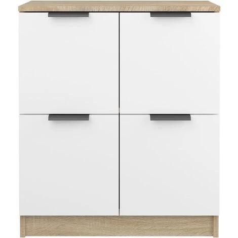 Buffet 60x30x70 Cm Bois D'Ingénierie Blanc Et Chêne Sonoma VidaXL 5 Buffet 60x30x70 Cm Bois D'Ingénierie Blanc Et Chêne Sonoma VidaXL – Image 5