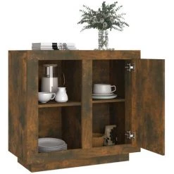 TRUE DEAL Buffet Chêne Fumé 80x40x75 Cm -Buffet et enfilade Soldes 67936797 4