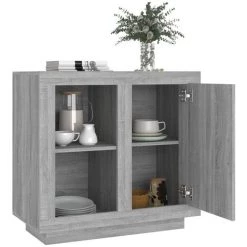 TRUE DEAL Buffet Sonoma Gris 80x40x75 Cm 8 TRUE DEAL Buffet Sonoma Gris 80x40x75 Cm -Buffet et enfilade Soldes 67936807 4