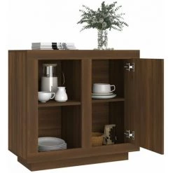 TRUE DEAL Buffet Chêne Marron 80x40x75 Cm 8 TRUE DEAL Buffet Chêne Marron 80x40x75 Cm -Buffet et enfilade Soldes 67936809 4