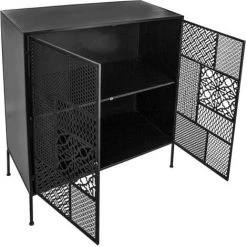 Buffet 2 Portes Métal Ajouré Teeco Atmosphera - Noir - Noir -Buffet et enfilade Soldes 68147466 2