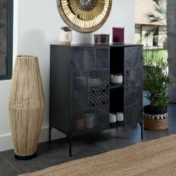 Buffet 2 Portes Métal Ajouré Teeco Atmosphera - Noir - Noir -Buffet et enfilade Soldes 68147466 3