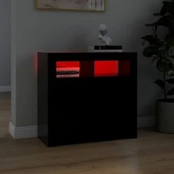 LangRay Meubles Buffet Avec Lumières LED Noir 80x35x75 Cm -Buffet et enfilade Soldes 68150249 3