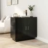 TRUE DEAL Buffet Noir 80x40x75 Cm Bois D'ingénierie