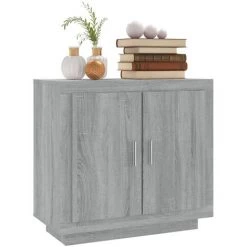 TRUE DEAL Buffet Sonoma Gris 80x40x75 Cm Bois D'ingénierie -Buffet et enfilade Soldes 68253652 4