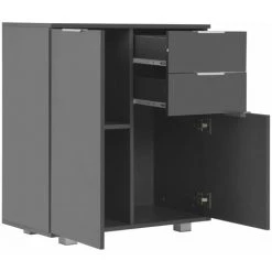 LangRay Meubles Buffet Gris Brillant 71 X 35 X 76 Cm Aggloméré -Buffet et enfilade Soldes 68277032 4