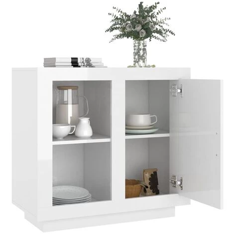 LangRay Meubles Buffet Blanc Brillant 80x40x75 Cm 4 LangRay Meubles Buffet Blanc Brillant 80x40x75 Cm – Image 4