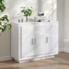 LangRay Meubles Buffet Blanc Brillant 92x35x75 Cm Bois D'ingénierie