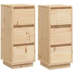 LangRay Meubles Buffets 2 Pcs 32x34x75 Cm Bois Massif De Pin -Buffet et enfilade Soldes 68278337 2