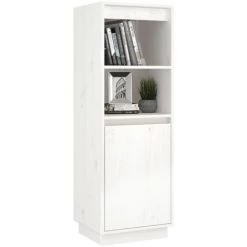 LangRay Meubles Buffet Blanc 37x34x110 Cm Bois Massif De Pin -Buffet et enfilade Soldes 68278350 4