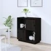 LangRay Meubles Buffet Noir 74x35x80 Cm Bois Massif De Pin
