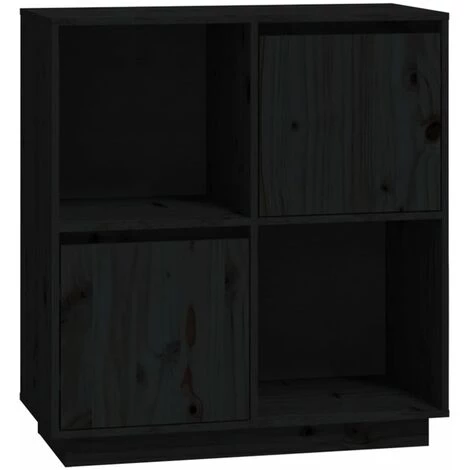 LangRay Meubles Buffet Noir 74x35x80 Cm Bois Massif De Pin 2 LangRay Meubles Buffet Noir 74x35x80 Cm Bois Massif De Pin – Image 2