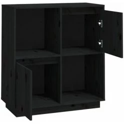 LangRay Meubles Buffet Noir 74x35x80 Cm Bois Massif De Pin 9 LangRay Meubles Buffet Noir 74x35x80 Cm Bois Massif De Pin -Buffet et enfilade Soldes 68278388 5