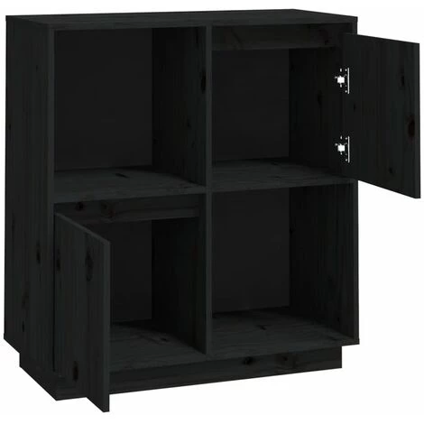 LangRay Meubles Buffet Noir 74x35x80 Cm Bois Massif De Pin 5 LangRay Meubles Buffet Noir 74x35x80 Cm Bois Massif De Pin – Image 5