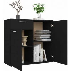 LangRay Meubles Buffet Noir 80x36x75 Cm Aggloméré -Buffet et enfilade Soldes 68278576 4