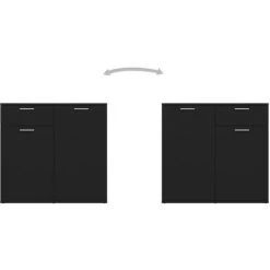 LangRay Meubles Buffet Noir 80x36x75 Cm Aggloméré -Buffet et enfilade Soldes 68278576 5