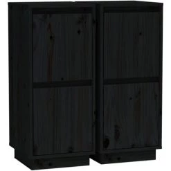 LangRay Meubles Buffets 2 Pcs Noir 31,5x34x75 Cm Bois Massif De Pin 6 LangRay Meubles Buffets 2 Pcs Noir 31,5x34x75 Cm Bois Massif De Pin -Buffet et enfilade Soldes 68278661 2
