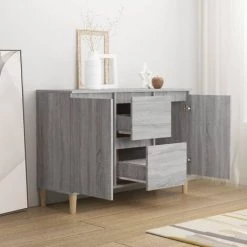 LangRay Meubles Buffet Sonoma Gris 103,5x35x70 Cm Bois D'ingénierie -Buffet et enfilade Soldes 68280432 4