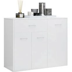 LangRay Meubles Buffet Blanc Brillant 88x30x70 Cm Aggloméré -Buffet et enfilade Soldes 68280792 4