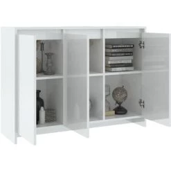 LangRay Meubles Buffet Blanc Brillant 102x33x75 Cm Aggloméré -Buffet et enfilade Soldes 68281064 4