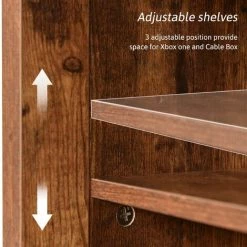 MODERNLUXE Buffet, Meuble De Rangement Avec étagères Réglables Et Portes Coulissantes Style Industriel, Pour Salle à Manger, Salon, 120x40x60,5cm, Marron Vintage -Buffet et enfilade Soldes 68469304 5