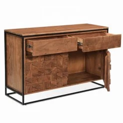 OVIALA Buffet 2 Portes Et 2 Tiroirs En Acacia Massif - Marron -Buffet et enfilade Soldes 68588939 2