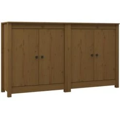 Buffets 2 Pcs Marron Miel 70x35x80 Cm Bois Massif De Pin VidaXL - Brun