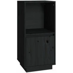 Buffet Noir 38x35x80 Cm Bois De Pin Massif VidaXL - Noir