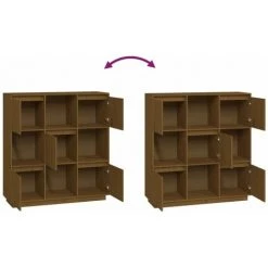 Buffet Marron Miel 110,5x35x117 Cm Bois Massif De Pin VidaXL - Brun -Buffet et enfilade Soldes 68612013 5