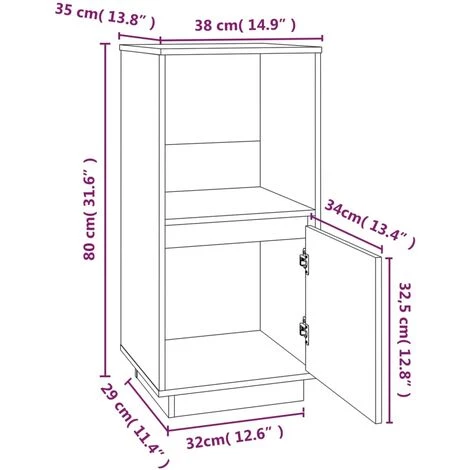 Buffet 38x35x80 Cm Bois De Pin Massif VidaXL - Brun 3 Buffet 38x35x80 Cm Bois De Pin Massif VidaXL - Brun – Image 3