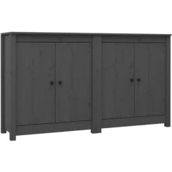 Buffets 2 Pcs Gris 70x35x80 Cm Bois Massif De Pin VidaXL - Gris