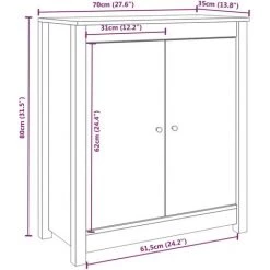 Buffets 2 Pcs Gris 70x35x80 Cm Bois Massif De Pin VidaXL - Gris -Buffet et enfilade Soldes 68763661 3
