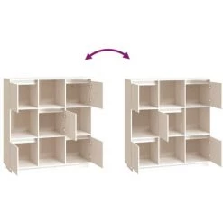 Buffet Blanc 110,5x35x117 Cm Bois Massif De Pin VidaXL - Blanc 9 Buffet Blanc 110,5x35x117 Cm Bois Massif De Pin VidaXL - Blanc -Buffet et enfilade Soldes 68838551 5