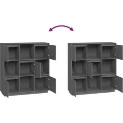 Buffet Gris 110,5x35x117 Cm Bois Massif De Pin VidaXL - Gris -Buffet et enfilade Soldes 68838552 5