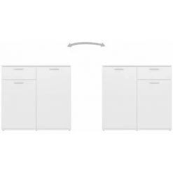 DOC&ET² Buffet Blanc 160x36x75 Cm Aggloméré - Blanc -Buffet et enfilade Soldes 68838884 5