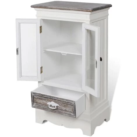 VidaXL Armoire 2 Portes Et 1 Tiroir Blanc Bois - Blanc 4 VidaXL Armoire 2 Portes Et 1 Tiroir Blanc Bois - Blanc – Image 4