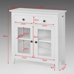 Buffet Commode Armoire De Rangement - Largeur 80cm - 2 Tiroirs 2 Portes- Coloris Blanc SoBuy® FSB05-W -Buffet et enfilade Soldes 7927870 2
