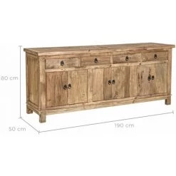 RENDEZ VOUS DéCO Buffet Mastic En Bois 3 Portes 4 Tiroirs - Marron Clair -Buffet et enfilade Soldes 7931348 3