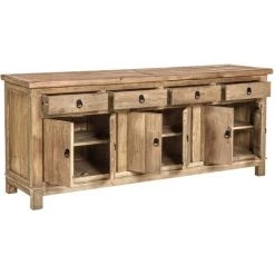RENDEZ VOUS DéCO Buffet Mastic En Bois 3 Portes 4 Tiroirs - Marron Clair -Buffet et enfilade Soldes 7931348 4